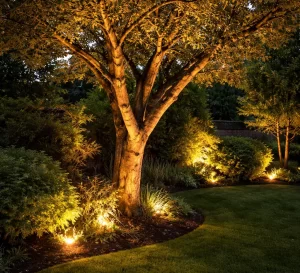 Home Sfeervolle boomverlichting in de avond.