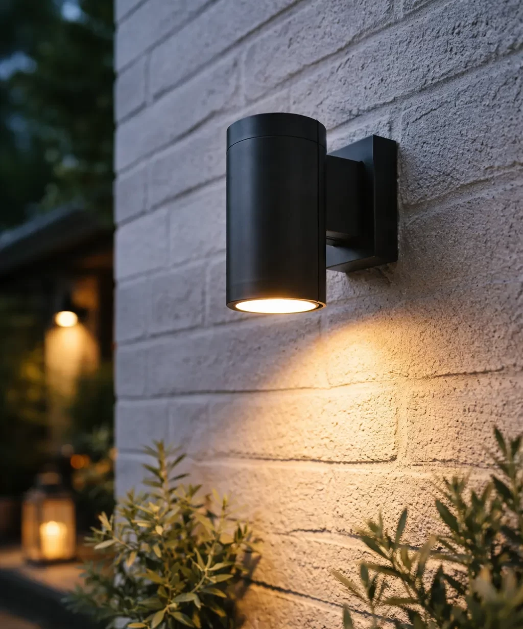 Stijlvolle buitenlamp met warm licht.