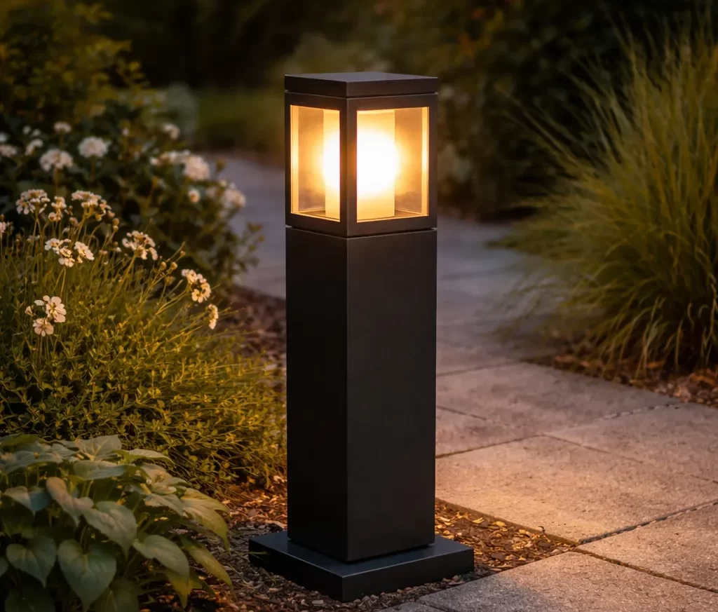 Moderne buitenlamp voor tuin en pad.