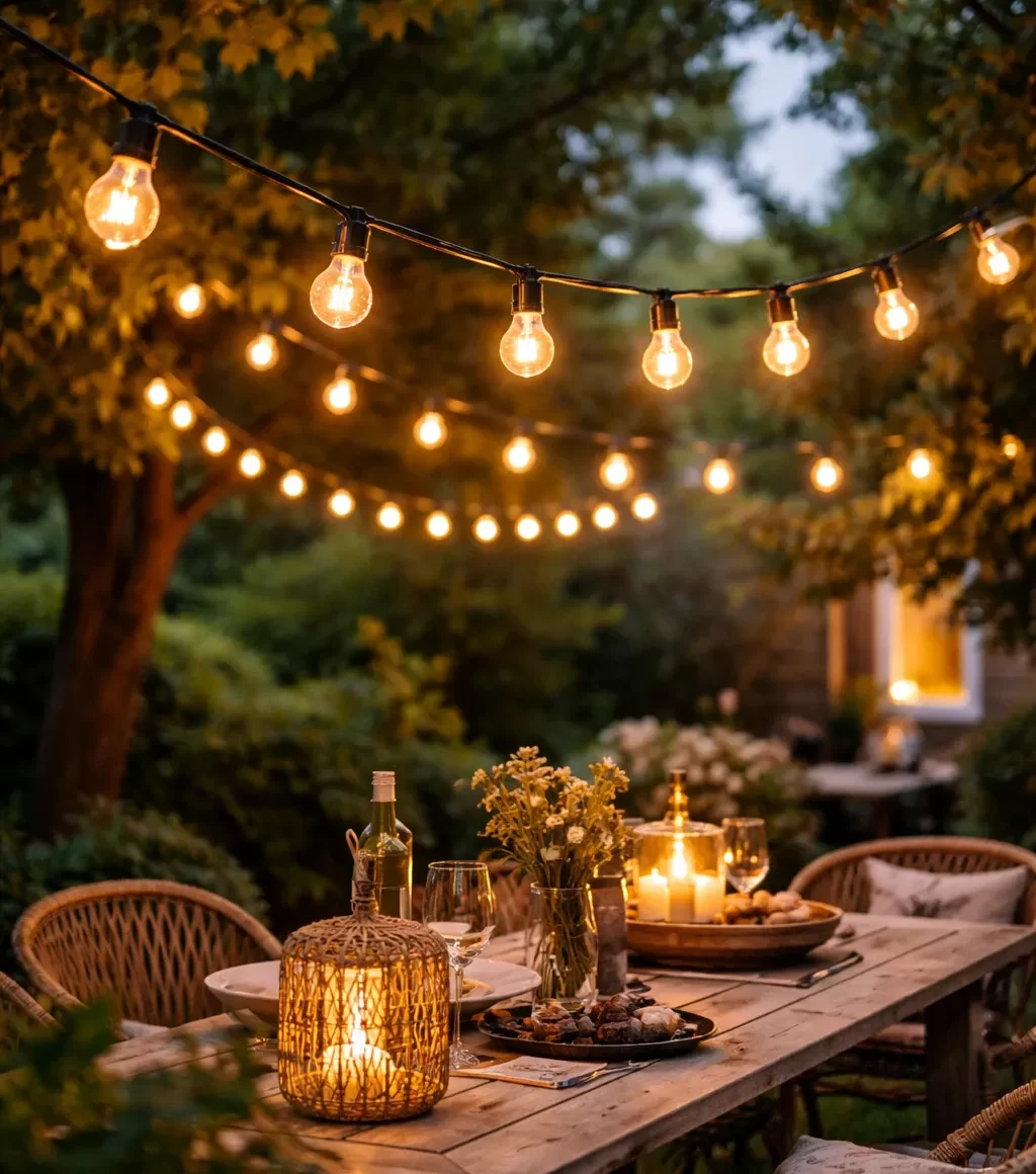 Sfeervolle buitenverlichting voor tuin of terras.