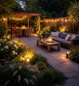 Home Sfeervolle tuinverlichting voor een warme avond.